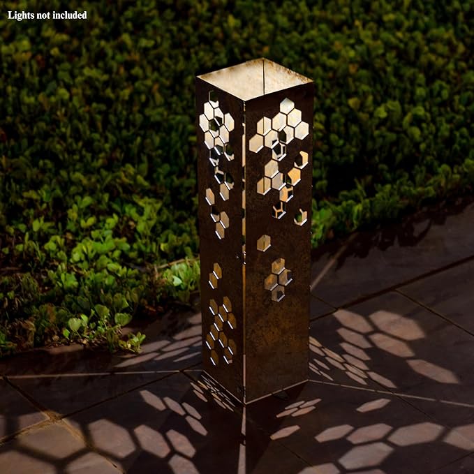 Rusty Garden Column, Modern Garden Statues, Outdoor Modern Sculpture, Natural Rustic Patio Columns, Vintage Gardens Pillar with Lid, Walkway Decor, Front Door Housewarming Gifts