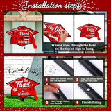 Chunful 12 Pack Graduation Yard Signs Grad Decoration 2026 Happy Graduate Lawn Garden Sign with Stake Congrats Outdoor Plastic Cap Hanging Ornament for Class Pathway Walkway Porch Party(Red)