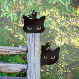 Bnesi 2 Pcs Black Cat Garden Sculptures Metal Fence Decorations Outdoor Decorations for Cat Lovers Black Metal Yard Art Lawn Ornaments Home Decor for Garden Yard Lawn (Elegant)