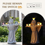 Angel Garden Statue with 5 Birds Solar Lights, Resin Cherub Figurine Outdoor Decor for Garden Porch Yard, Gift for Women Mothers Day Birthday Housewarming