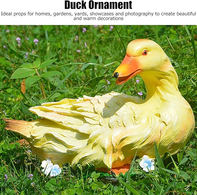 Agatige Garden Duck Ornament, Resin Duck Sculpture Statue Yard Patio Art Decor Sculptures Table Ornament for Outdoor Garden Yard (Yellow Lying Duck)