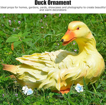 Agatige Garden Duck Ornament, Resin Duck Sculpture Statue Yard Patio Art Decor Sculptures Table Ornament for Outdoor Garden Yard (Yellow Lying Duck)