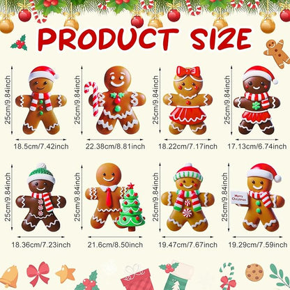 8 Pcs Christmas Gingerbread Man Yard Signs with Stakes Outdoor 3D Gingerbread House Decoration Xmas Yard Stakes Lawn Signs for Christmas Holiday Pathway Garden Patio Party Favors(Classic)