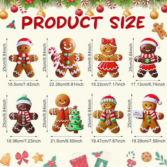 8 Pcs Christmas Gingerbread Man Yard Signs with Stakes Outdoor 3D Gingerbread House Decoration Xmas Yard Stakes Lawn Signs for Christmas Holiday Pathway Garden Patio Party Favors(Classic)