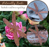 2 Pack Rusty Dragonfly Garden Decor, Metal Dragonfly Outdoor Yard Decor, Colorable Dragonflies Outdoor Statues Ornaments - Garden Sculptures and Yard Art, Fence Decorations Outdoor