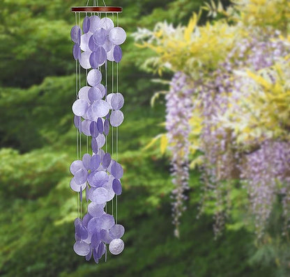 /Woodstock Wind Chimes for Outside, Outdoor Decor, Garden, Porch, and Patio Decor, (40") Decorative Wind Chime, Dorm Room Decor, Teen Décor, Capiz Waterfall, Purple Violeta Capiz Wind Chime (CWRV)