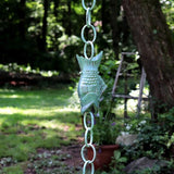 Good Directions 487V1-8 Fish Rain Chain 8-1/2 Feet Long, Large Wide Mouthed Fish, 100% Blue Verde Pure Copper