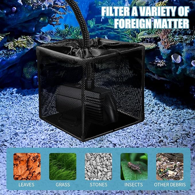 10 Inch Pond Filter Box,Pond Pump Filter Bag,Anti-Clogging Pond Filter,Suitable for Ponds, Waterfalls, Koi Ponds and Swimming Pools.