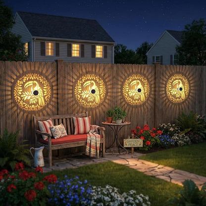 Gardsee Solar Fence Lights Outdoor 2 Pack Deck Step Wall Lights Butterfly Metal Waterproof LED Warm Yellow Light for Garden Post Patio Backyard Yard Decor (Black 6)