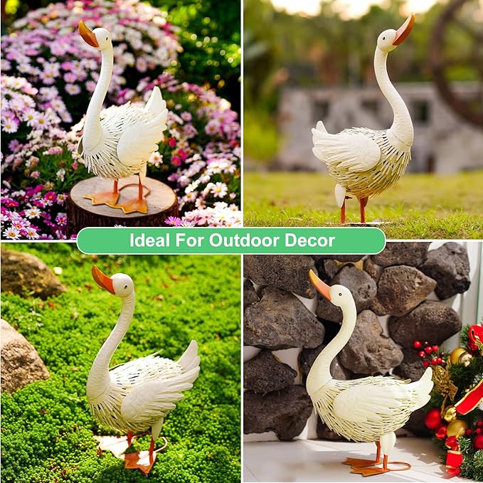 Goodeco Goose Statue for Garden Decor - Perfect for Home Yard Porch Decorations - Great Gifts for Women Mom and Gardening Gifts (White)