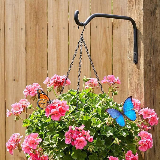 Lifyzoon Durable Plant Hangers Brackets: 2 Pack 8 Inch Outdoor Metal Hanging Plant Brackets, 20lbs Weight Capacity - Rustproof Wall Hooks for Flower Basket Bird Feeders Wind Chimes and Lanterns