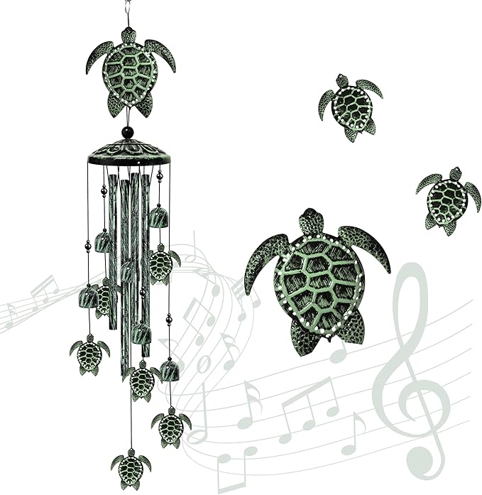 35" Turtle Wind Chimes for Outside, Turtle Wind Chimes Gifts for Mother's Day, Garden Decor for Outdoor Porch Patio Home Yard Decorations ﻿