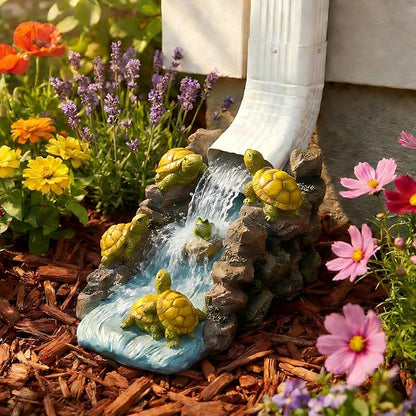 Turtle Statue Gutter Downspout Extender Garden Decor, Decorative Splash Block, Garden Animal Statues, Resin Gutter Extension Downspout, Outdoor Yard Decor, Stone Tortoise Statue for 4" x 4 Downspout