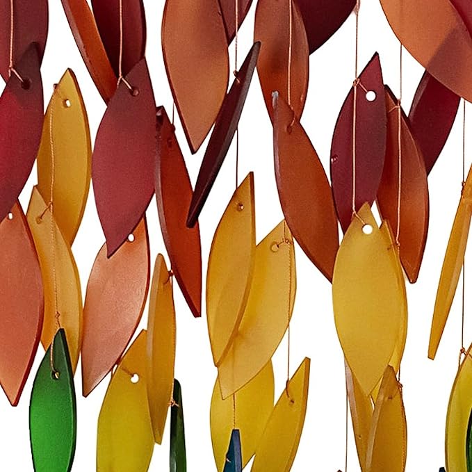 Blue Handworks Deluxe Rainbow Waterfall & Driftwood Chime, Sandblasted Glass and Found Wood Handcrafted Wind Chime