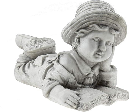 Boy with Book Resin Garden Statue | Outdoor Indoor Figurine Gift Decoration for Home Décor, Patio, Yard, and Garden