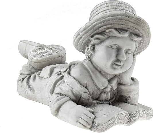 Boy with Book Resin Garden Statue | Outdoor Indoor Figurine Gift Decoration for Home Décor, Patio, Yard, and Garden
