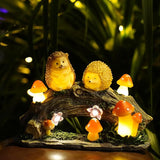 Fairy Garden Statues,Fairy Garden House with Solar Powerd Night Light,Yard Decorations Outdoor Fairy Garden Accessories Decor for Outside (Hedgehog)