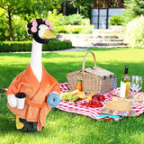 Porch Goose Statue Outfits Set Porch Goose Clothes with Wide Hat Costumes for 23" Plastic Statue Patio Yard Garden Lawn Outdoor Decoration(Orange,Coffee Cup)