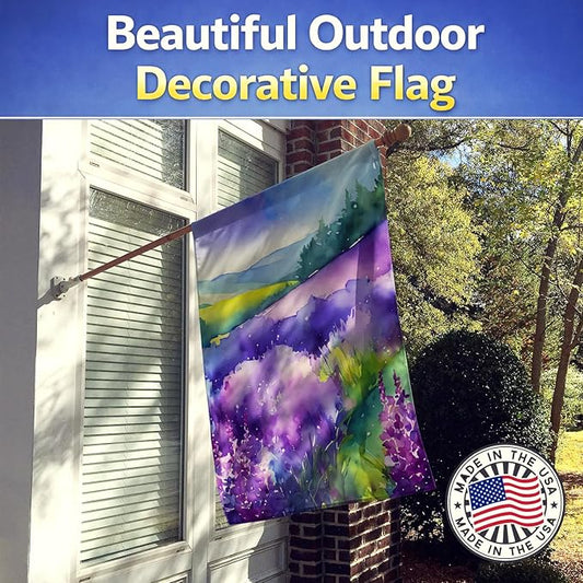 Caroline's Treasures New Hampshire Purple Lilac in Watercolor House Flag Large Porch Sleeve Pole Decorative Outside Yard Banner Artwork Wall Hanging, Polyester, House Size, Multicolor