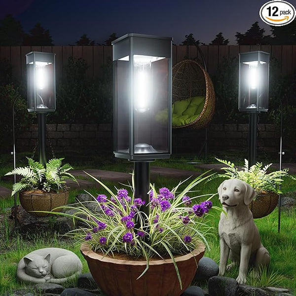 ALFIOT Solar Pathway Lights Outdoor, 12 Pack Bright Solar Lights Outdoor, Auto On/Off, IP65 Waterproof Landscape Lighting for Yard Patio Walkway Driveway Pathway (Cool White)