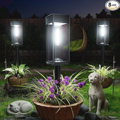 SUPER BRIGHT Solar Pathway Lights Outdoor, 8 Pack Solar Lights Outdoor, Auto On/Off, IP65 Waterproof Solar Garden Lights Solar Powered Landscape Lighting for Yard Patio Walkway Driveway Pathway