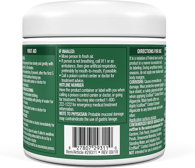 Aquascape EcoBlast Contact Granular Algaecide for Ponds, Waterfalls, Fountains, Streams, and Rocks, 8.8 oz / 250 g, 29311