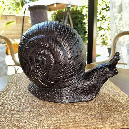 Cast Iron Snail Sculpture (8.1" Tall) - Rust Brown Unique Garden and Indoor/Outdoor Decorative Ornament Statue HC8431