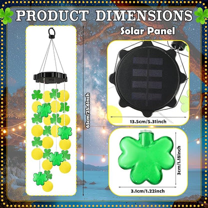 Shamrock Shell Solar Wind Chimes Outdoor with Shamrock Clover Design 27.5 Inch LED Shell Gradient Lights Hanging Decor for Garden, Yard, Patio, Porch