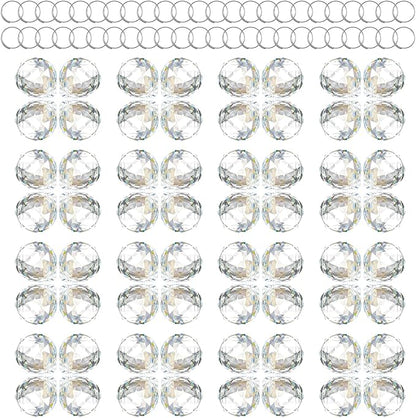 48 Pcs Clear Crystal Ball Prism 20mm Chandeliers Prism Sun Shine Catcher Christmas Crystal Ornaments Rainbow Pendants Maker, Crystals Ball for Window Hanging, Garden Decor, and Gift Making