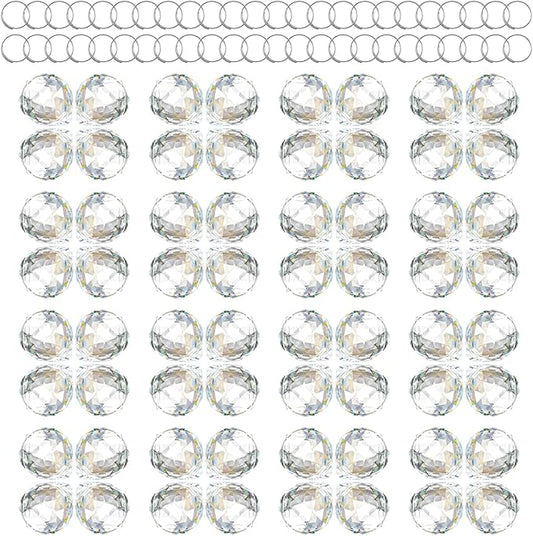 48 Pcs Clear Crystal Ball Prism 20mm Chandeliers Prism Sun Shine Catcher Christmas Crystal Ornaments Rainbow Pendants Maker, Crystals Ball for Window Hanging, Garden Decor, and Gift Making
