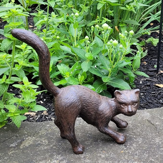 Cast Iron Cat Door Stop Metal Stopper Outdoor Halloween Yard Art Patio Garden Statue Home Decor