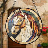 DASTOLL Stained Glass Window Hanging, Animal Horse Colored Mane Sun Catchers Glass Panel Cool Suncatcher Decor for Birthday for Women, Men, Wife, Aunt, and Mom 9.8 in