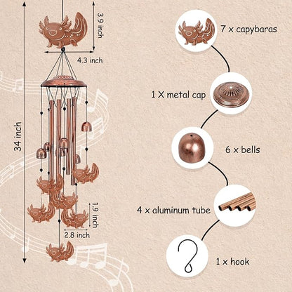 Axolotl Wind Chimes for Outside, Metal Windchimes Outdoors, Axolotls Gifts for Women Men, Memorial Birthday Gifts, Garden Decor for Outside, Home, Patio, Yard, Lawn (Axolotl)
