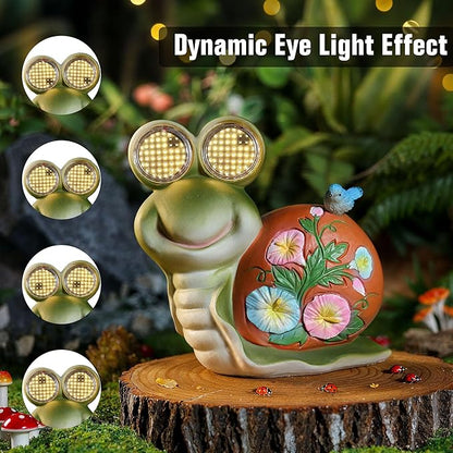 Snail Garden Statue Light Solar Light Figurine Outdoor Decor Fairy Garden Decorations Outside Art for Yard, Gardens Patio, Lawn Décor Unique Gift for Women (Snail)