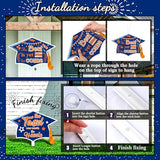 Chunful 12 Pack Graduation Yard Signs Grad Decoration 2026 Happy Graduate Lawn Garden Sign with Stake Congrats Outdoor Plastic Cap Hanging Ornament for Class Pathway Walkway Porch Party(Blue Orange)