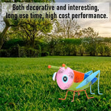 Iron Grasshopper Garden Ornament, Metal Sculpture for Outdoor Patio Lawn Decor, Hand - Painted Anti - Animal Figurine with Vivid Colors for Yard and Home Decoratio (Pink)