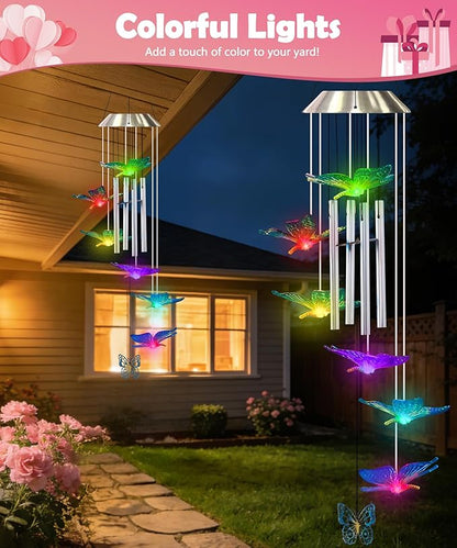 Nacome Wind Chimes for Outside: Tubes Memorial Wind Bell Mother's Day Birthday Gifts for Mom Women Grandma Her - Yard Garden Indoor Outdoor Decor (Butterfly)