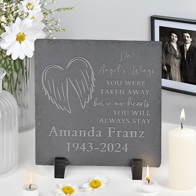 Personalized Memorial Stone Memorial Garden Stone - Sympathy Gifts for Loss of Dad, Mom or Loved One - Bereavement, Remembrance and Condolence Gift - You Will Always Stay Square
