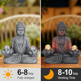 nawaza Buddha Statue Garden 8.2″ Solar Resin for Home Decor Yard Garden Patio Lawn Ornaments, Prayer Spiritual Living Figurine, Decor Outdoor Buddha Figurine Premium Gray