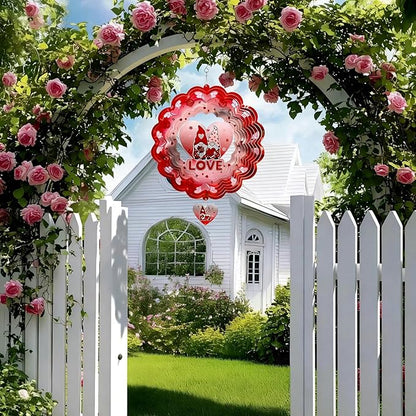 Gnome Wind Spinners Hanging Valentine's Day Gifts for Lover,12 inch 3D Metal Valentine Gnome Gifts Outdoor Decor for Yard and Garden,Valentine’s Day Decoration for Romantic Home
