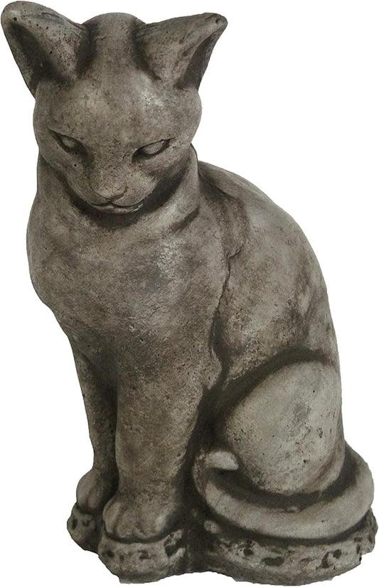 Siamese Concrete Cat Statue Kitty Cast Stone Sculpture Cat Cement Figure for Indoor and Outdoor Garden Decor