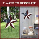 Morning View American Flag Garden Stake Patriotic Decor Metal Star US Flag Yard Sign Bar Star Outdoor Lawn Art Ornament 4th of July Memorial Day Veterans Day Independence Day 12 Inches Tall