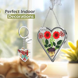 KY&BOSAM Heart Suncatcher I Love You Stained Glass Wind Chime for Windows Pressed Flower Between Heart in Glass and Metal Engraved Charm Birthday Gift for Women Mom Mother's Day Valentine's Christmas