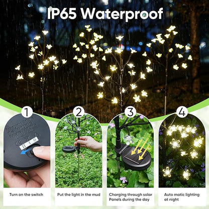 Solar Garden Lights Outdoor,Solar Lights Outdoor Decorative Waterproof for Outside 6Pack, 120Led Solar Flowers Garden Decor, Yard Pathway,Patio Fairy Decorations,Gardening Gifts for Women Mom