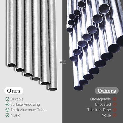 28" Wind Chimes for Outside. Deep Tone Lovely Wind Chimes with 6 Aluminum Tubes Courtyard Decoration. Windchimes Outdoor Create an Enjoyable Atmosphere & Give Mom a Gift(Silver)