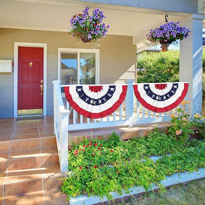 USA Pleated Fan Banner American Bunting Flag with Canvas Header and Brass Grommets for 4th of July Memorial Day Indoor Outdoor Decoration (5, 2x4 Feet)