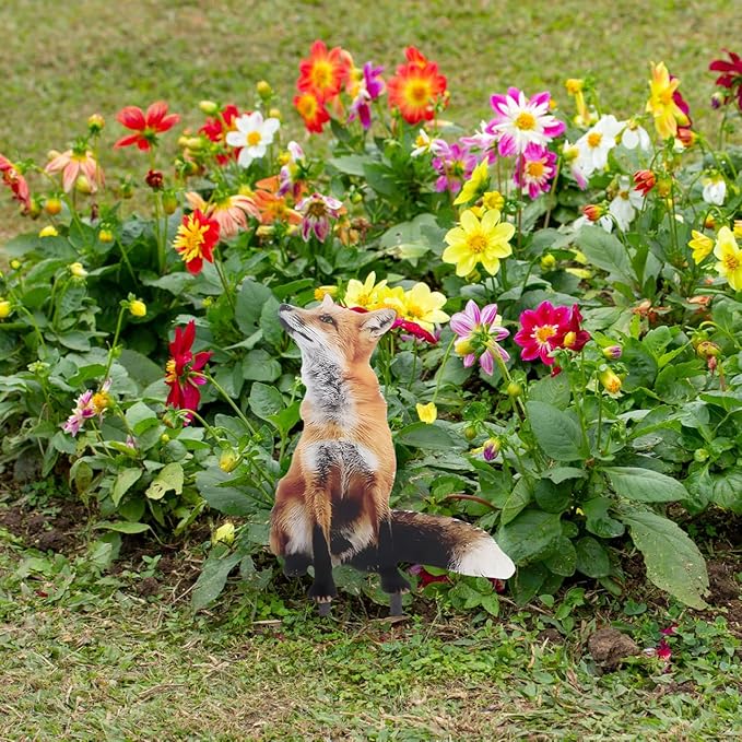 Milisten Fox Lawn Sign Acrylic Garden Stake Outdoor Decorative Fox Figurine for Yard Pathways Patio and Farm Lawn Ornament