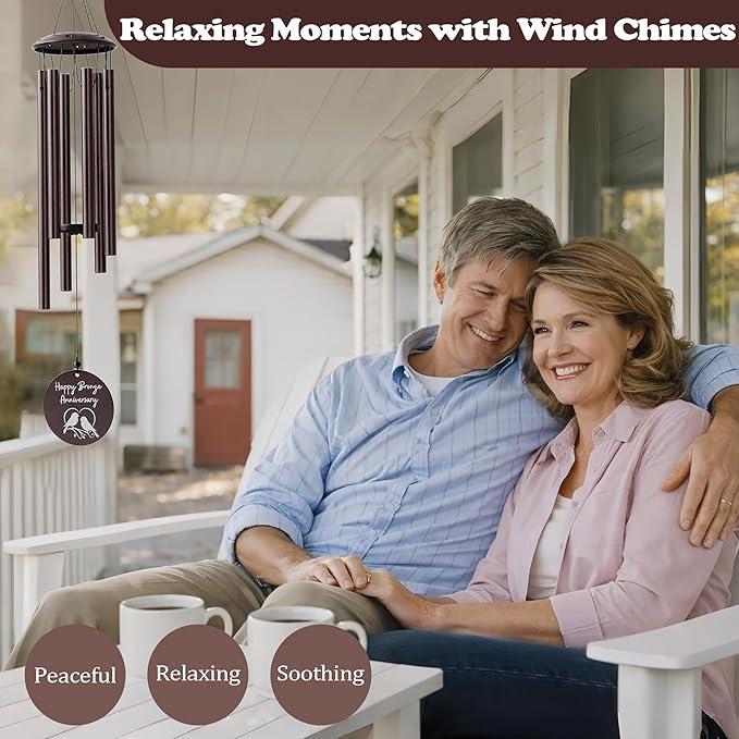 Bronze Anniversary 8 Year Gifts – Bronze Wind Chimes – 8th Anniversary Romantic Gifts for Him, Her, Men, Women, Couples