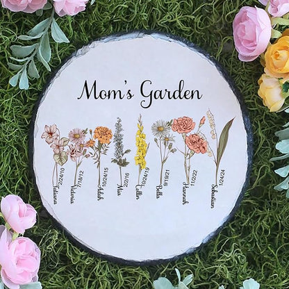 Nazenti Garden of Love Personalized Mom Garden in Color, Custom Birth Month Garden Stone, Family Entry Decoration, Grandma Birthday Gift, Mom Gift Mother's Day, Flower 4