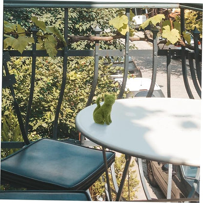 Yardwe Flocking Cat Figurine Decor Lifelike Green Flocking Kitten Statue for Outdoor Lawn Garden and Balcony Decoration Realistic Faux Moss Animal Ornament for Versatile Use